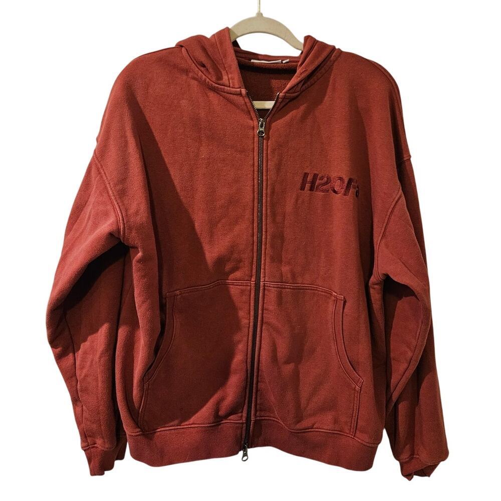H20Fagerholt‎ Full Zip Hoodie Mens Sweatshirt Red Size Small Missing Drawstring